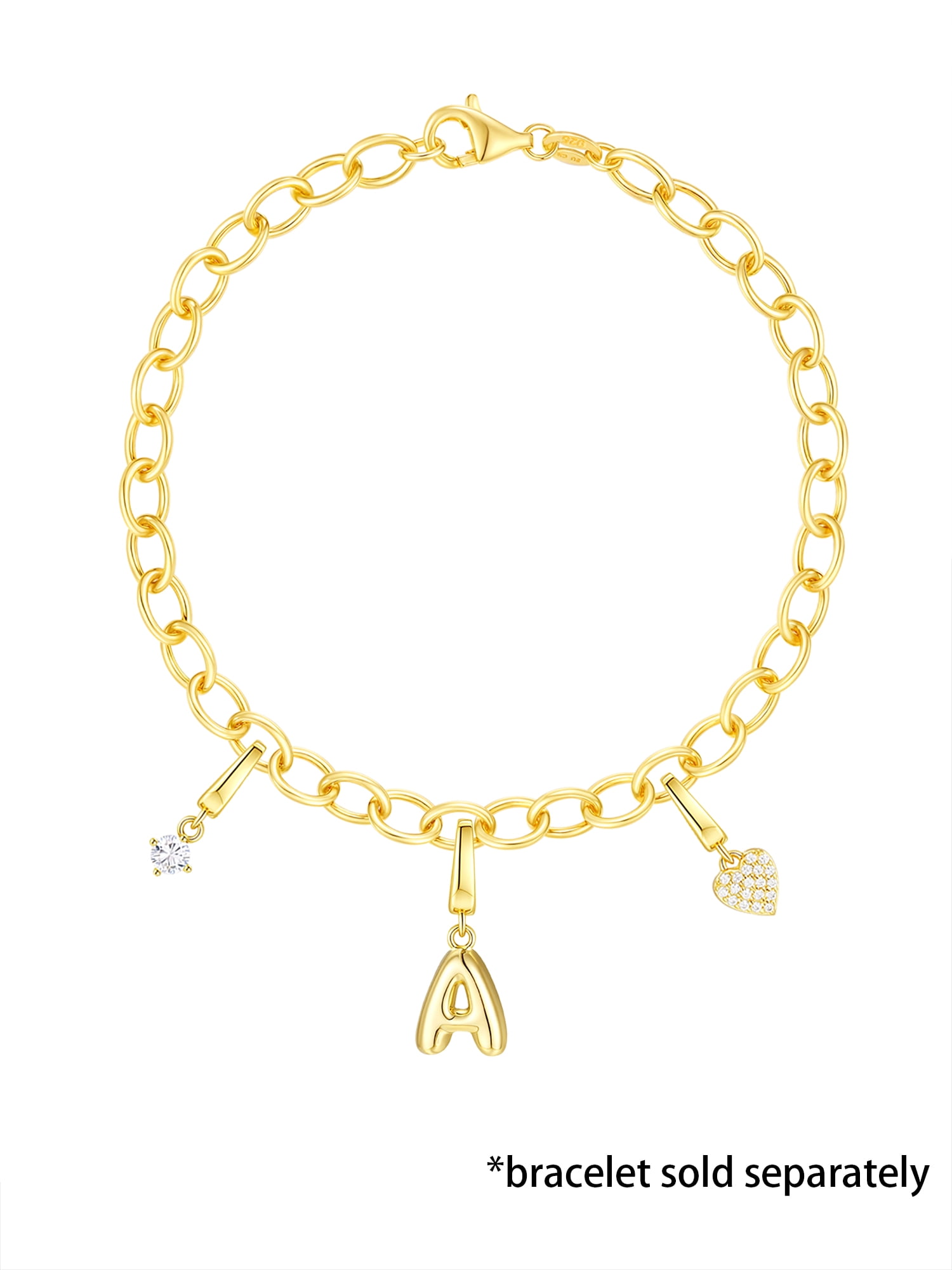Brilliance Fine Jewelry Simulated Diamond Initial A Charm Set in 14KT Gold Plated Sterling Silver