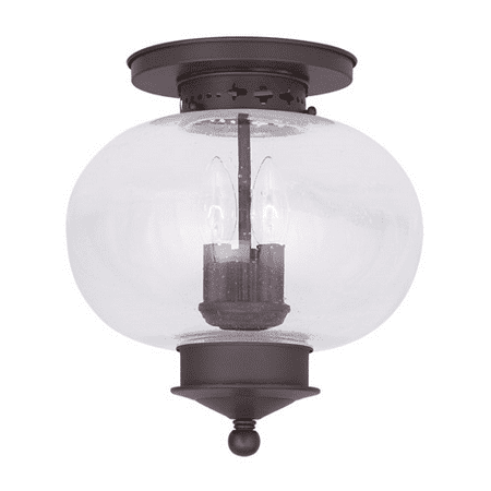 

Semi Flush Mounts 3 Light With Hand Blown Seeded Glass Bronze size 11 in 180 Watts - World of Crystal