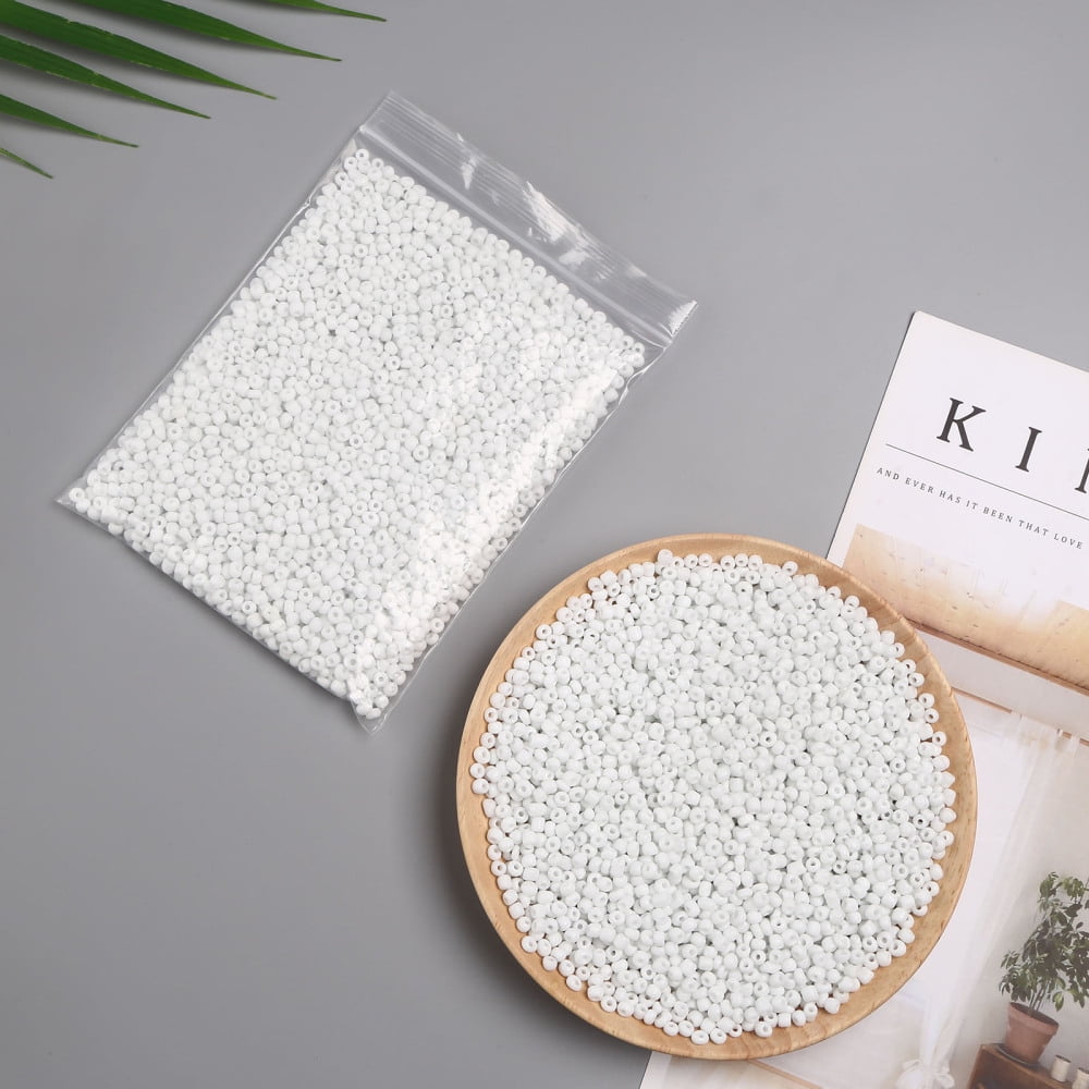 6/0 Glass Seed Beads Opaque Colours Seed Small Craft Beads for DIY Jewelry Making Round Round Hole White 6/0 4mm Hole: 1.5mm about 500pcs/50g 50g/bag 18bags/2pounds