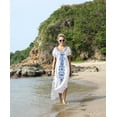 thumbnail image 3 of Bsubseach Kaftan Dress for Women V Neck Short Sleeve Beach Long Swimsuit Cover Up, One Size, 100% Rayon, 3 of 5
