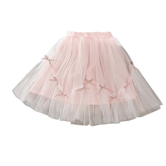 Lenpel Girls' Tulle Skirts Elastic Waist Layered Mesh Tiered Bow Knot A-Line Skirt Party Dance Shirts 5-13 Years