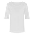 thumbnail image 5 of XIAfhje Women Tops Summer 3/4 Sleeve Crew Neck T Shirts Dressy Casual Tunic Blouses Plus Size Loose Tshirts Solid Color Elegant Comfy Soft Tunic Tops Tee Shirt, 5 of 5