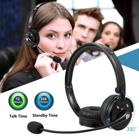 For Trucker Bluetooth Headset with Boom Microphone, LUXMO Wireless Foldable Bluetooth Headset Noise Cancelling Headphones with Mic for iOS & Android Mobile Phone, Skype, Truck Drivers,