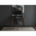 thumbnail image 3 of GOMYHOME Mid-Century Modern Writing Desk with Storage Hutch, Small Space Laptop Table, Blue/Walnut, 3 of 5