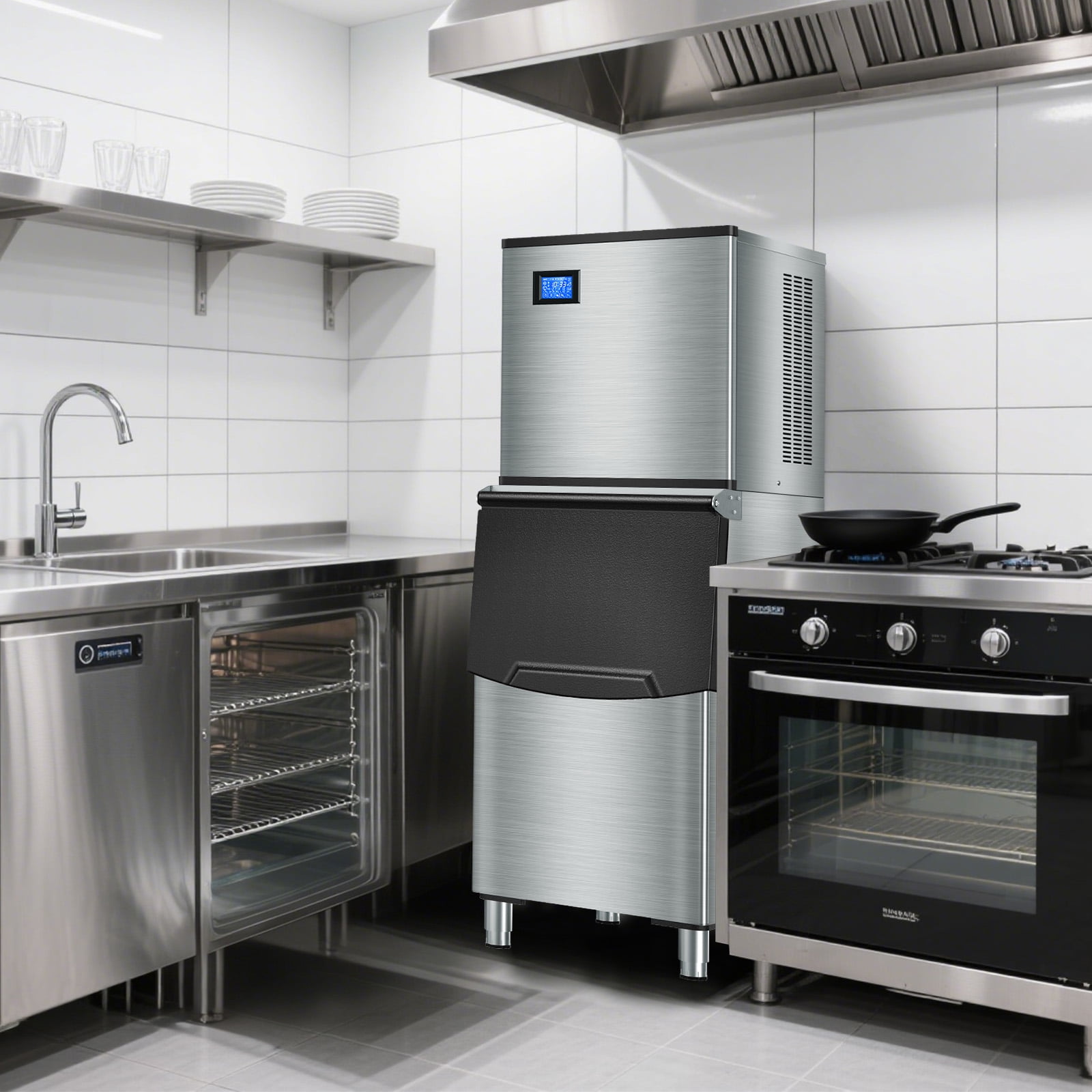 TITTLA 550 lbs/24-Hours Split Commercial Freestanding Ice Maker in Silver Industrial Ice Machine, 300Lbs Storage, Ice Ready in 11-20min Two packages 234 Ice Cubes/Cycle