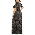 thumbnail image 3 of CHGBMOK Plus Size Fashion Women Butterfly Printed V-Neck Short Sleeve Casual Long Dress, 3 of 6