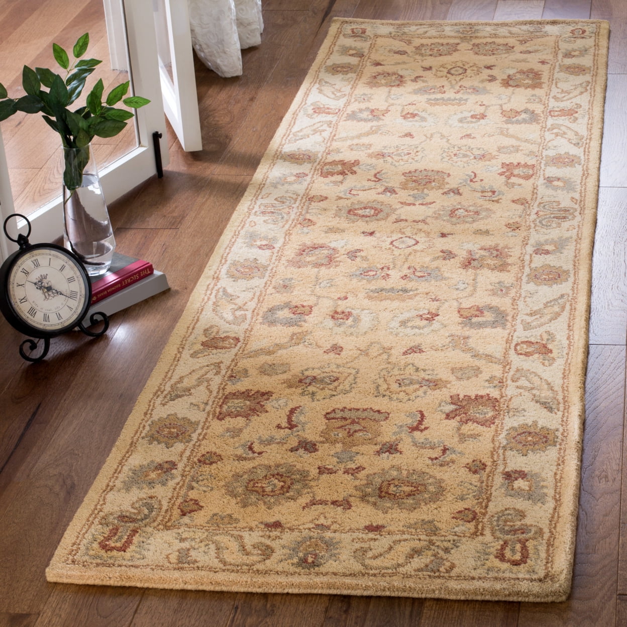 SAFAVIEH Bergama Bradford Traditional Wool Runner Rug, Taupe/Ivory, 2'3" x 12'