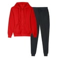 thumbnail image 2 of ibuvkizy Two Piece Sets for Women!2PCS Outfits Men's and Women's Sports Tracksuits Long Sleeve Pullover Hoodies Sweatshirt Loose Coat and Sweatpants Fall Winter Suit Red,M, 2 of 8