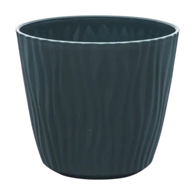 COM1950s Large Plastic Planter for Indoor Plants, 6.9 Inch Rippled Flower Pot for Succulents, Modern Decorative Container with Drainage for Home Decor, White Gray Green