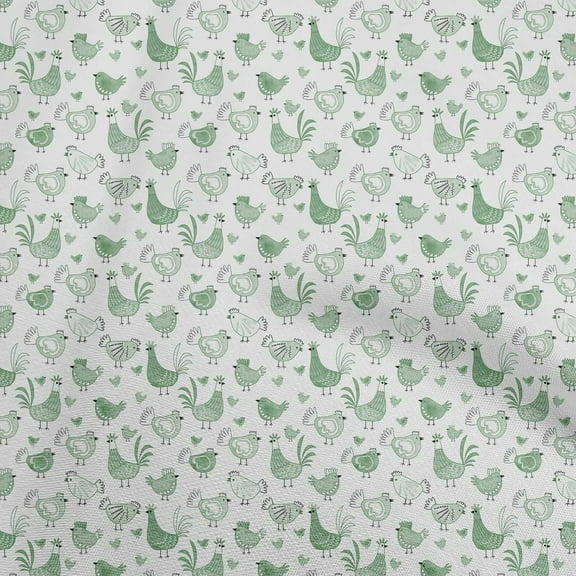oneOone Polyester Spandex Pear Green Fabric Birds Rooster Fabric For Sewing Printed Craft Fabric By The Yard 56 Inch Wide
