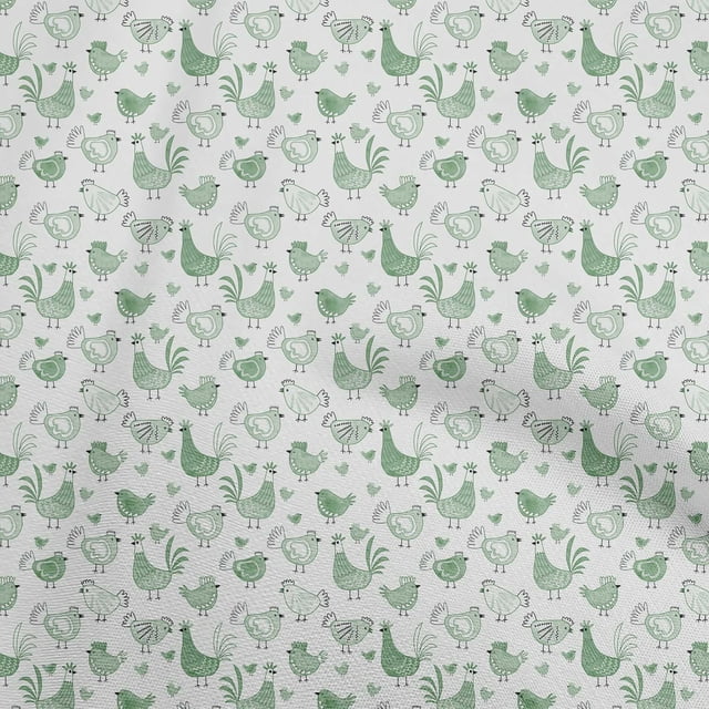 oneOone Rayon Pear Green Fabric Birds Rooster Craft Projects Decor Fabric Printed By The Yard 56 Inch Wide