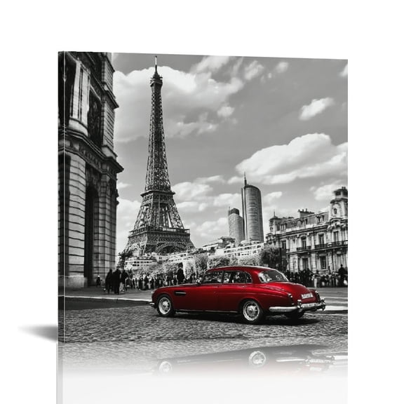 Acheng Black and White Framed Canvas Wall Art Modern City Wall Decor for Living Room Italy Paris London New York Posters Cityscape Pictures Red Artworks Bedroom Bathroom Office
