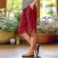 thumbnail image 3 of TrendOFT Linen Capri Pants for Women 2026 Summer Beach Vacation Trousers Elastic Waist Capris Boho Casual Travel Crop Pant Red S, 3 of 4