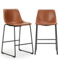 thumbnail image 3 of (2 pack) EDX Counter Height Bar Stools Set of 2 With Back and Footrest, Metal Frame, 26 inch, Brown, 3 of 10