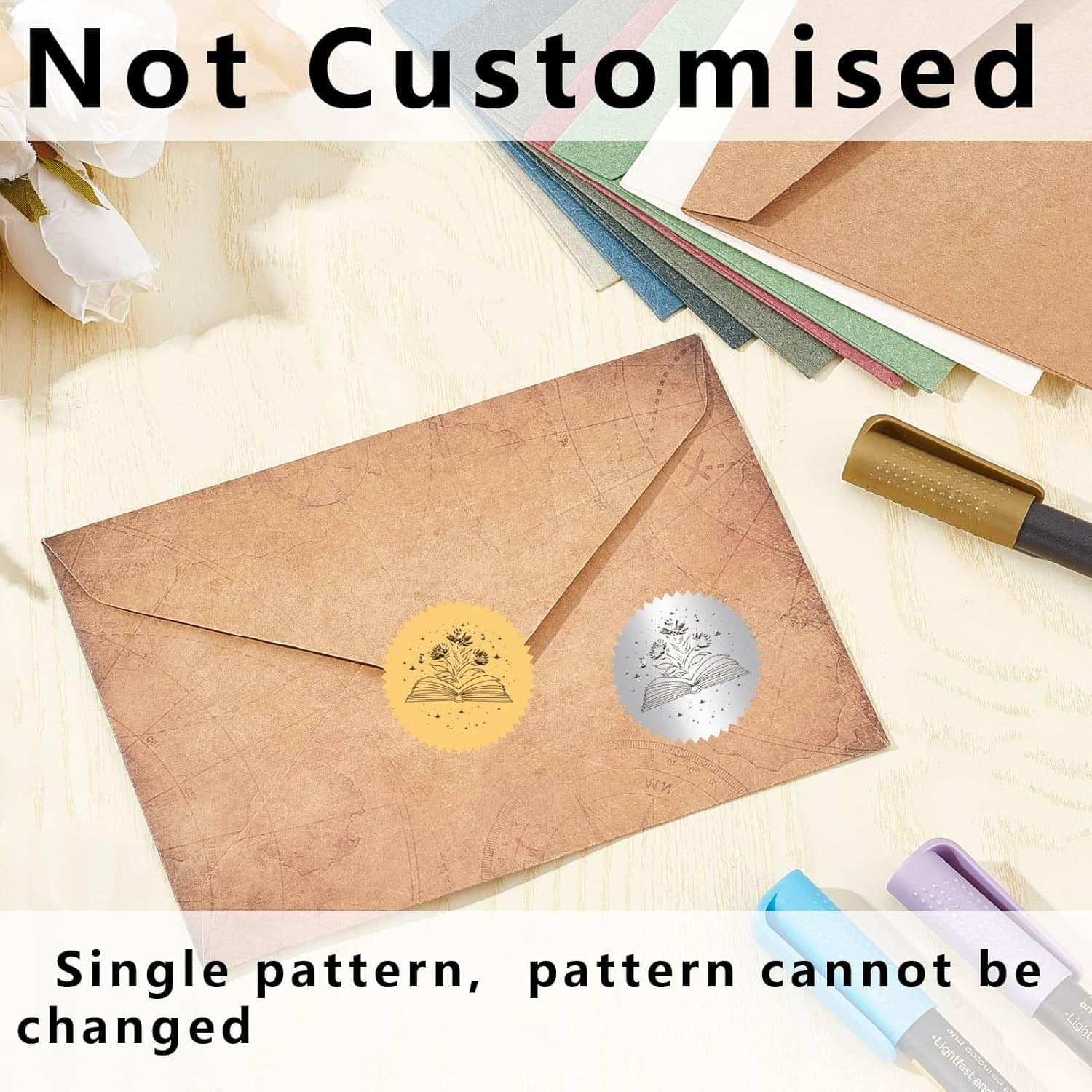 1.65" Floral Book Embosser Stamp Library Spring Elegant Invitation Seal Personalized Rose Gold Stainless Steel Brass Handle Held for Graduation Birthday Envelope Book Lovers Napkin