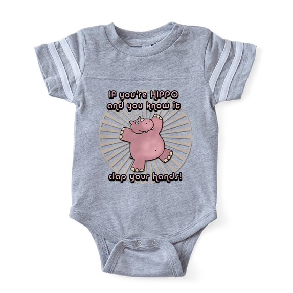 CafePress - Happy Hippo - Cute Infant Baby Football Bodysuit