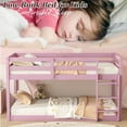 thumbnail image 4 of Bunk Bed Twin Over Twin, Low Twin Size Floor Bunk Beds with Ladder, Solid Wood Junior Bunk Bed for Teens Bedroom, No Box Spring Needed-Pink, 4 of 9