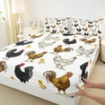 thumbnail image 3 of Manfei Cartoon Rooster Twin Sheet Sets 3pcs, Kawaii Chicken Twin Fitted Sheet, Cute Farm Animal Flat Sheet, White Luxury Bedroom Decor, 3 of 7