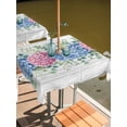 thumbnail image 2 of Outdoor Tablecloth with Umbrella Hole for Patio/Picnic/Party/Camping, Blue Pink Hydrangea Waterproof Table Cloth Square Cover Washable, Eucalyptus Leaves Wooden Summer Botanical (60"x 60"), 2 of 8