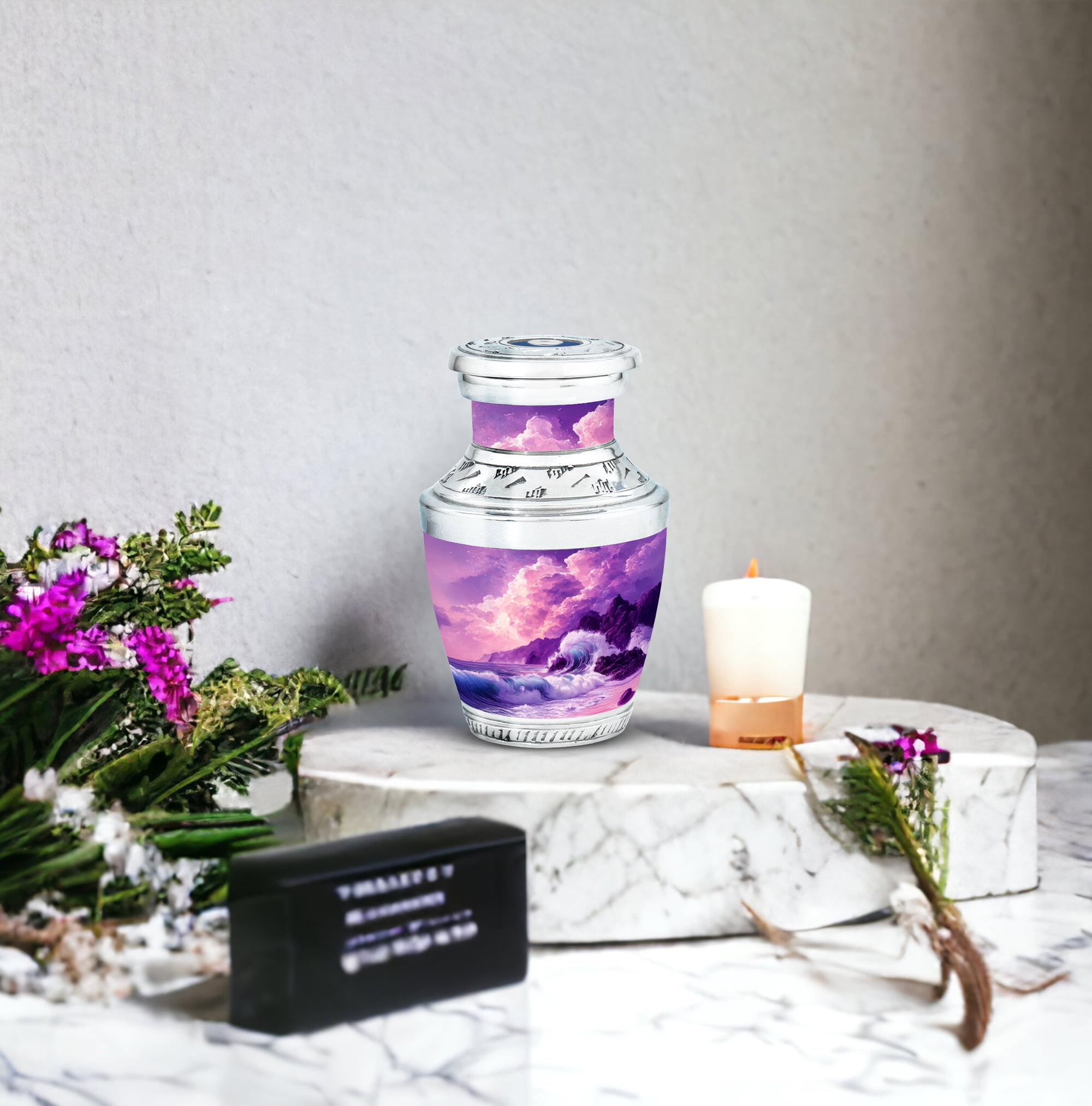 MUKTIVE Mountain Decorative Urn for Human Ashes for Male & Female - Funeral Purple Keepsake Urns for Adult Women - Cremation Mini Urn for Mom - 3 Inch