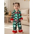 thumbnail image 4 of Spewahor Little Baby Girls Christmas Pajamas 1T 2T 3T 4T 5T 6T 7T Long Sleeve Bow Print Button Shirt + Pants Set, 4 of 9