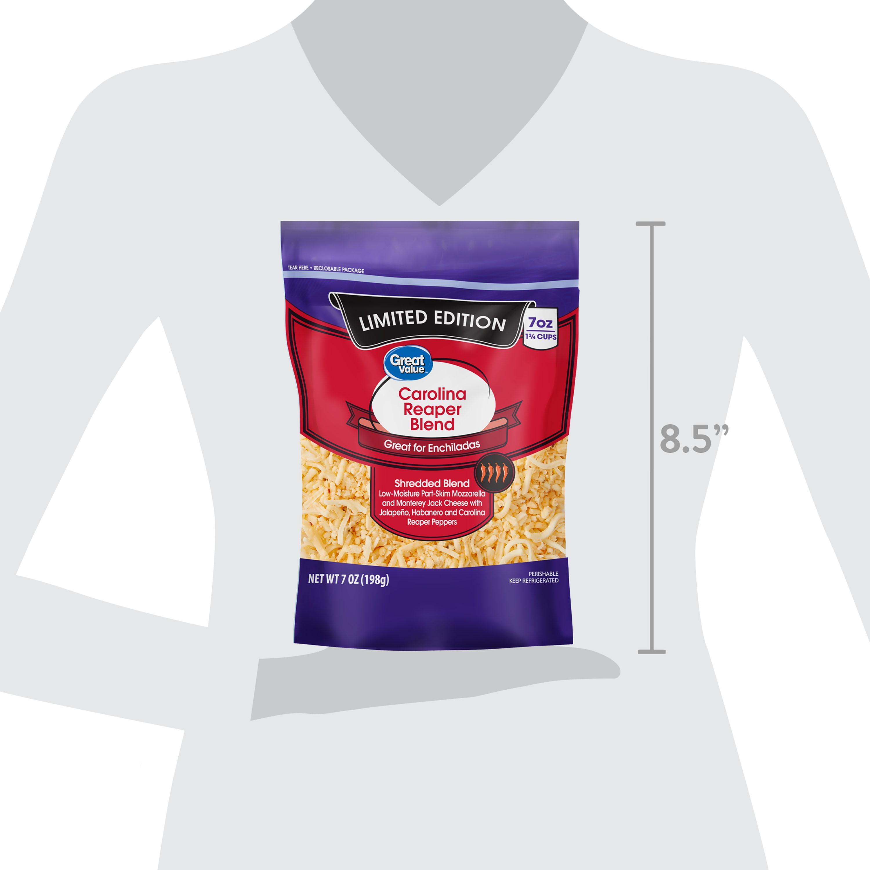 Great Value Shredded Caroline Reaper Blend Cheese, 7 oz