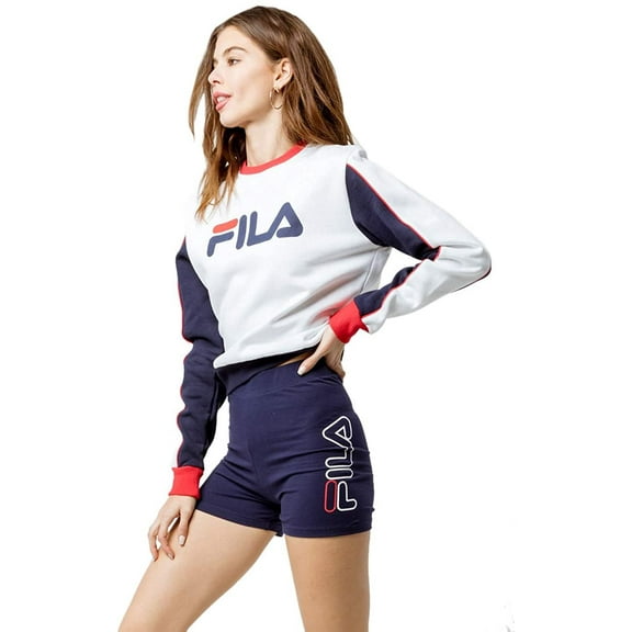 Fila Beatriz High-Waist Bike Shorts Womens Active Shorts Size XS, Color: Peacoat/White/Chinese Red