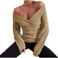 thumbnail image 1 of Long Sleeve Sweaters for Women Womens Tops Long Sleeve Womens Fashion Solid Color Long Sleeve V-Neck Off-The-Shoulder Fallow Sweater Womens Long Sleeve Tops Long Sleeve Womens Tops, 1 of 5