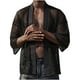 thumbnail image 2 of Playera Elvqul de Hombre sin Estampado Casuales Manga Corta Cuello Mao Negro, 2 of 7