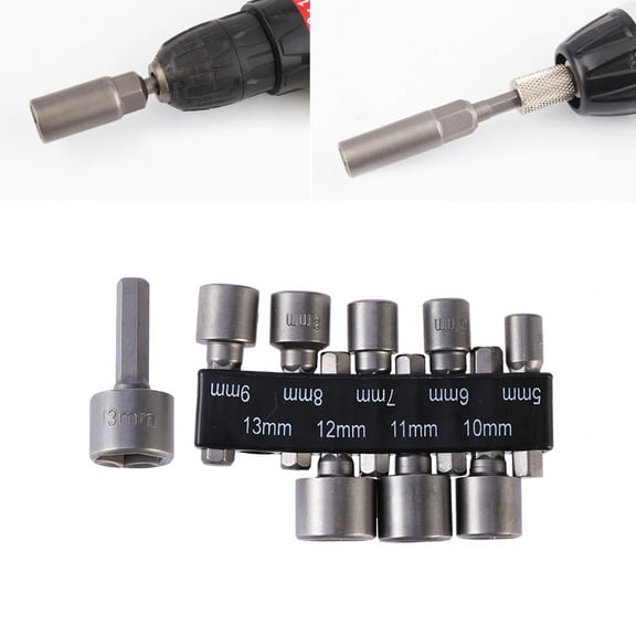 HEATSHAKING 9Pcs Socket Nut Driver Set Screw Driving Chrome Vanadium Steel 1/4 Inch Impact Adapter Drill Bits