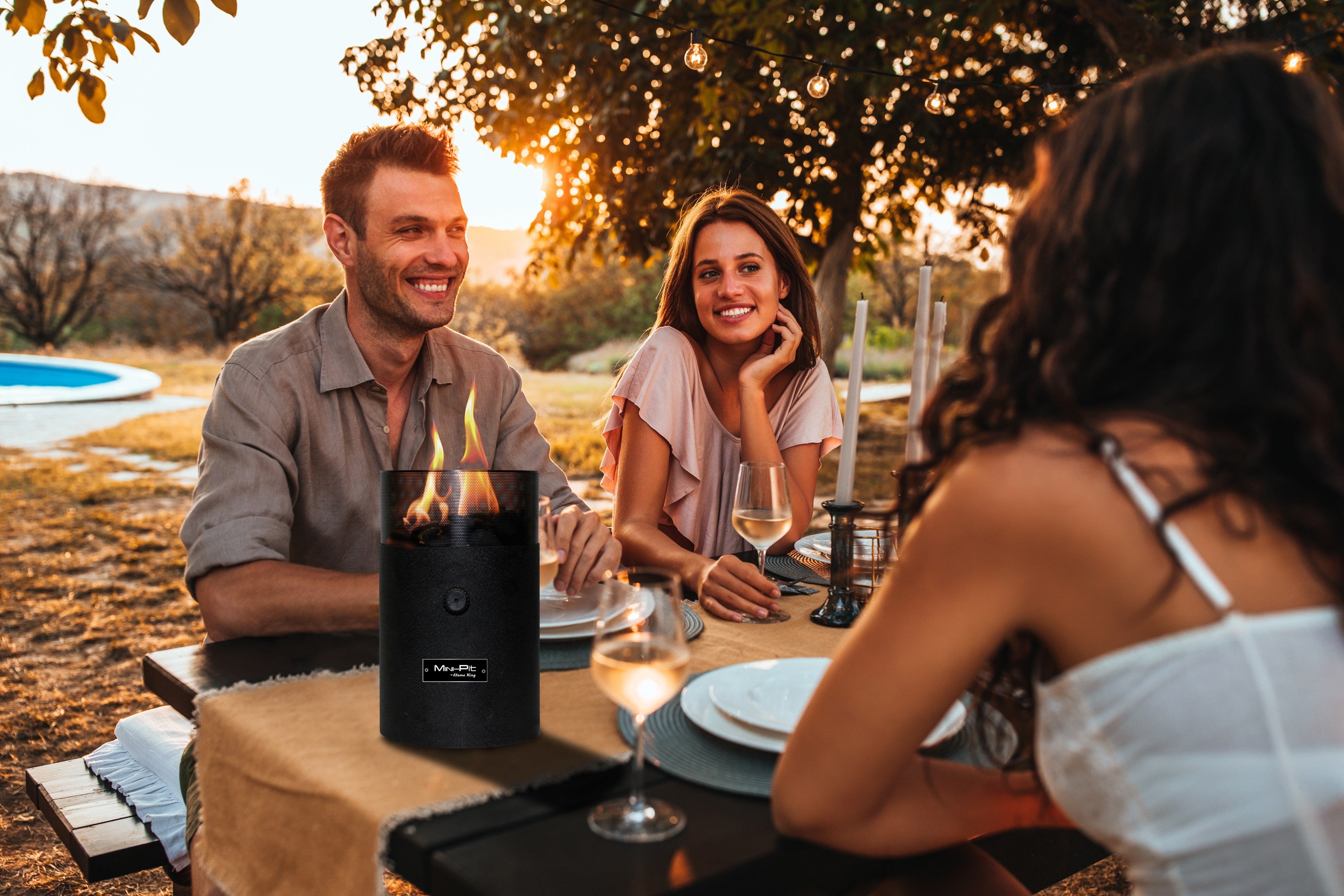 Flame King Mini Tabletop Fire Pit, Dual Fuel Propane and Butane, Smokeless Odorless Flame, Portable Great for Outdoor