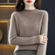 thumbnail image 1 of Suéter de lana hueca de cuello medio alto confeccionado, suéter de punto para mujer, suéter holgado que combina con todo, camisa de capa base cálida, 1 of 6