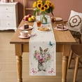 thumbnail image 2 of Easter Bunny Table Runner 70 Inches, Cute Rabbits Spring Daisy Flowers Retro Beige Bed Runner Dresser Scarves Tabletop for Indoor Outdoor Parties/Ceremony/Banquet, 13" x 70", 2 of 8