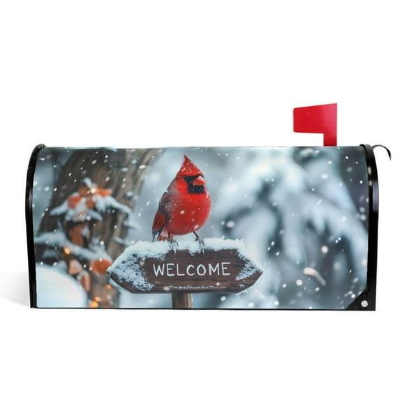 Ryvnso Mailbox Cover Winter Cardinal Welcome Magnetic Mailbox Wrap Standard Size 21x18 Inch
