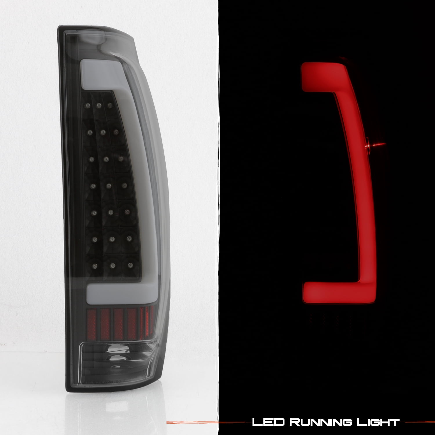 AKKON - Fits 2002-2006 Chevy Avalance 1500 2500 [Tube Bar] LED Black Smoked Tail Lights Brake Lamp Driver + Passenger Pair