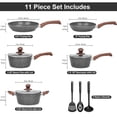 thumbnail image 2 of Juego de ollas y sartenes antiadherentes, juego de ollas de granito de inducción, bateria de cocina antiadherente 11 piezas, ollas de cocina, color gris oscuro, 2 of 7