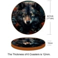 thumbnail image 3 of Wolf 6pcs Round Coasters Set, Microfiber Leather Drink Coasters, 11x11 cm/4.3x4.3 in Size for Decoration, 3 of 6