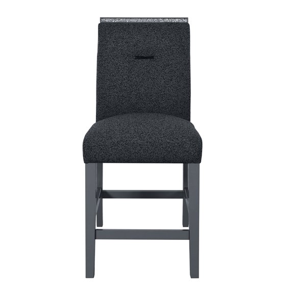 2 Grey And White Dining Chair Kit, Contemporary Style With Velvet Padded Seat & Slat Back, Gray White, Solid Rubber Wood, 18.62in Depth X 26.55in Width 39.92in Height, 16.5lb Pair, Fabric Seating