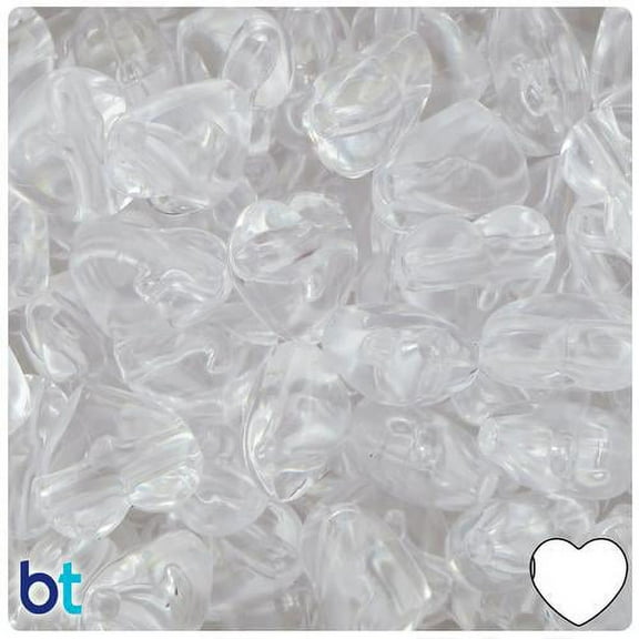 BeadTin Crystal Transparent 18mm Heart Pony Beads (24pcs)
