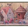 thumbnail image 1 of Fleurs Roses Rustiques Birdhouses Papier Peint Vintage Bord Rétro Design, Rouleau 15' x 7'', 1 of 3