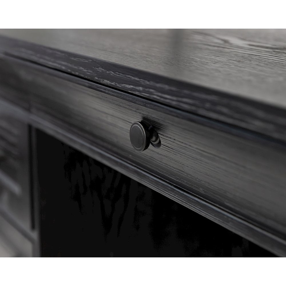 Traditional Wood Executive Desk Storage Office Credenza Fully Assembled Black