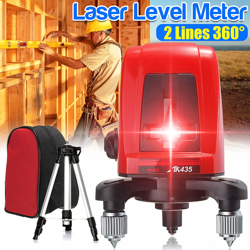 AK435 360 Degree Self-leveling Cross Laser Level Meter Red 2 Line 1 Point in Bag