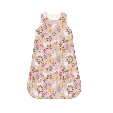 

Fotbe Bunny And Flower Pattern Sleep Sack - Baby Wearable Blanket with Zipper Extra Soft Cotton Sleeveless Sleeping Bag for Infants-Medium