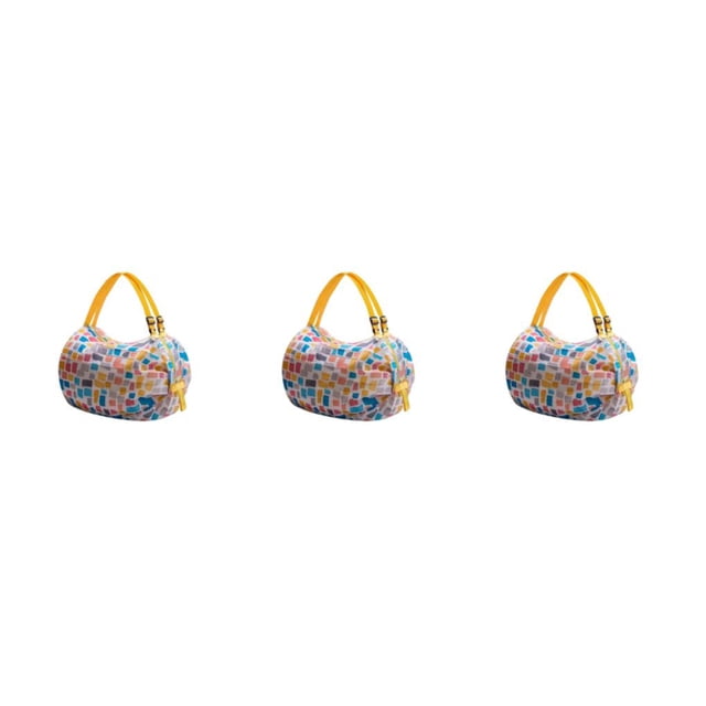 kurtrusly Space-saving Shopping Bag Say Hello To Organized Shopping Reusable Polyester Shopping Bag For Travel yellow plaid 3Set