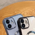 thumbnail image 3 of Compatible with iPhone 11 Magnetic Clear Case,Luxury Plating Bling Transparent Shockproof MagSafe Case with Full Camera Lens Protector for iPhone 11 Women Girl Men-Sky Blue, 3 of 13