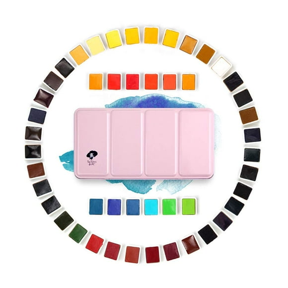 Paul Rubens Artist Grade Watercolor Paint, 48 Colors Solid Cakes with Portable Metal Box for Artists, Beginners, Hobbyists, Students