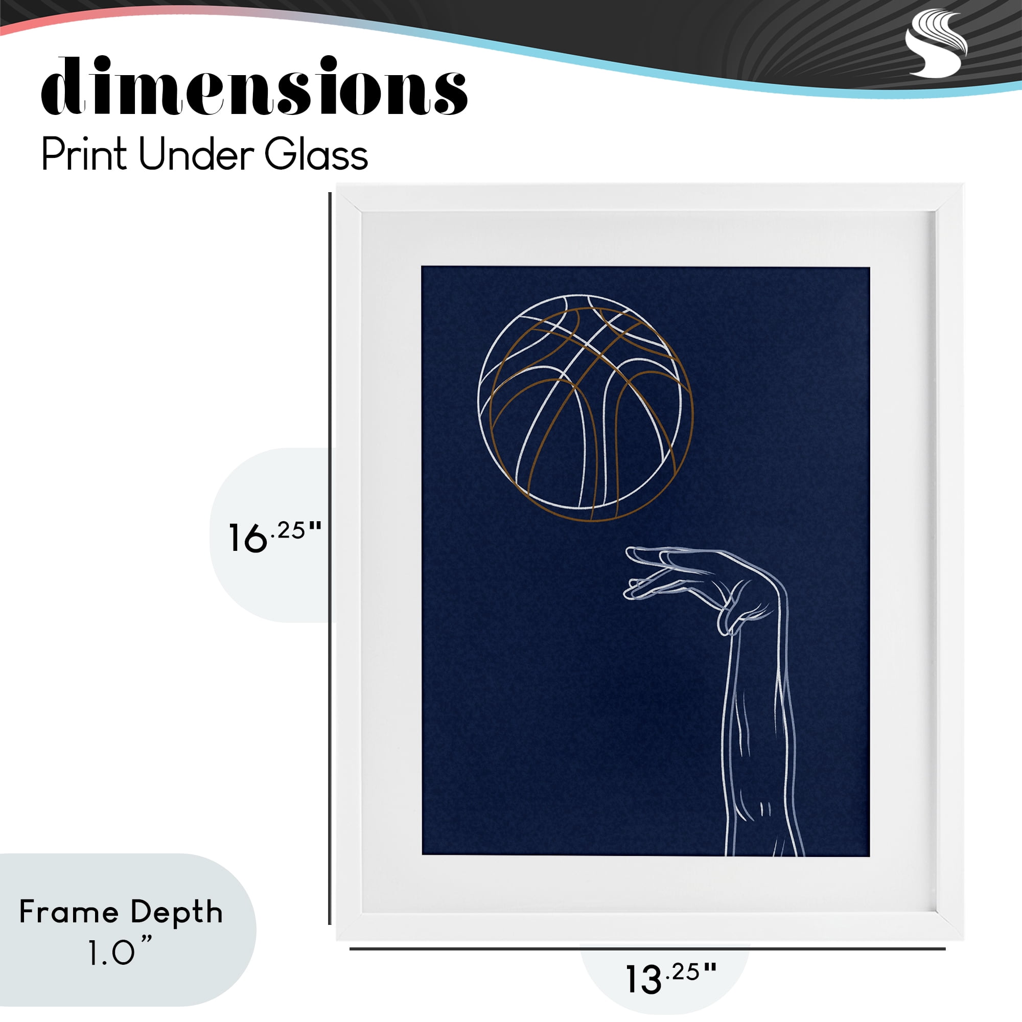 Stupell Industries Basketball Lines Contour White Framed Print Under Glass, design by Marcus Prime