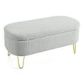 thumbnail image 2 of Grey Modern Fabric Storage Bench Ottoman, 2 of 10