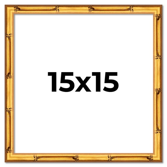 15x15 Frame Gold Bamboo Solid Wood Picture Frame | 1 Inch Moulding Width | Interior Frame Depth