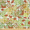 thumbnail image 2 of Ambesonne Rowan Fabric by the Yard Microfiber, Rural Plants Wilderness, 2 Yards, Green Orange Yellow, 2 of 2
